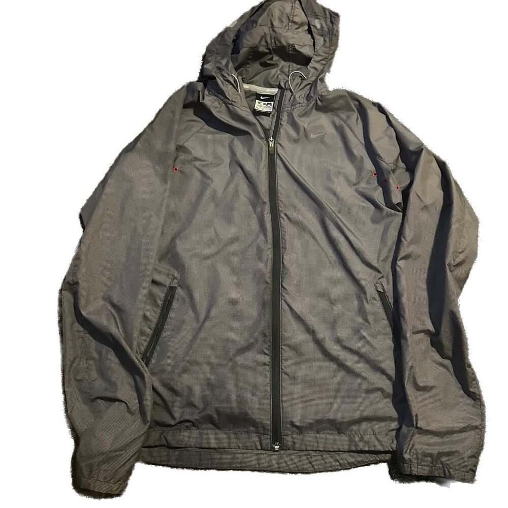 Nike Men's Medium Lightweight Windbreaker Jacket Gray Reflective Hood - Picture 5 of 9